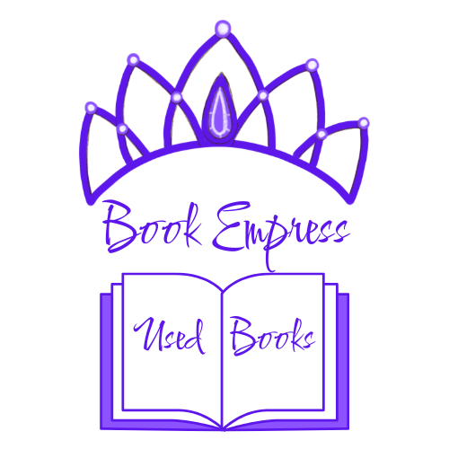 A crown over an open book. Text reads "Book Empress Used Books."
